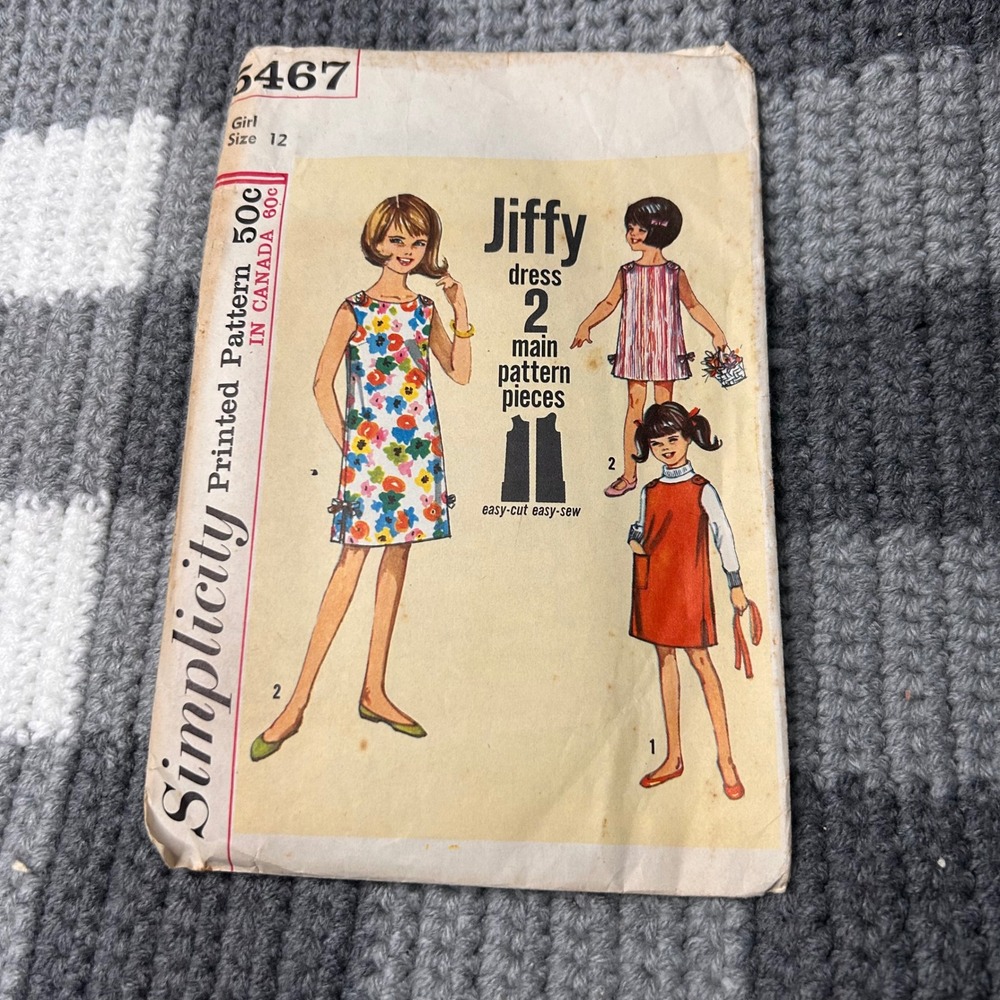 Simplicity‎ Sewing Pattern 5467 Jiffy Dress Size 12 CUT Mod Vintage 1960s Retro